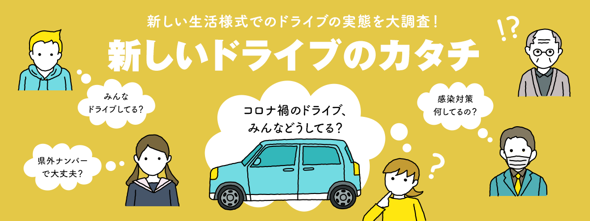 新しいドライブのカタチ ~新しい生活様式でのドライブの実態を大調査! コロナ禍のドライブ、みんなどうしてる? みんなドライブしてる? 県外ナンバーで大丈夫? 感染対策何してるの?