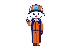 指さしポーズのロードサービス隊員
