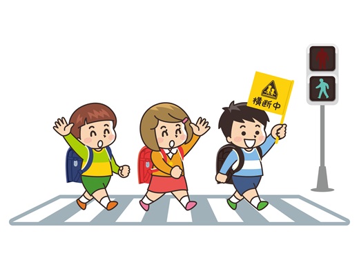 横断歩道を渡る小学生