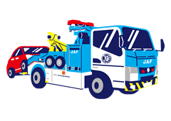 ロードサービスカー_牽引中のレッカー車（右前）