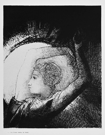 オディロン・ルドン《･･・日を着たる女ありて》(石版画集『ヨハネ黙示録』6)1899年 リトグラフ・紙 国立西洋美術館